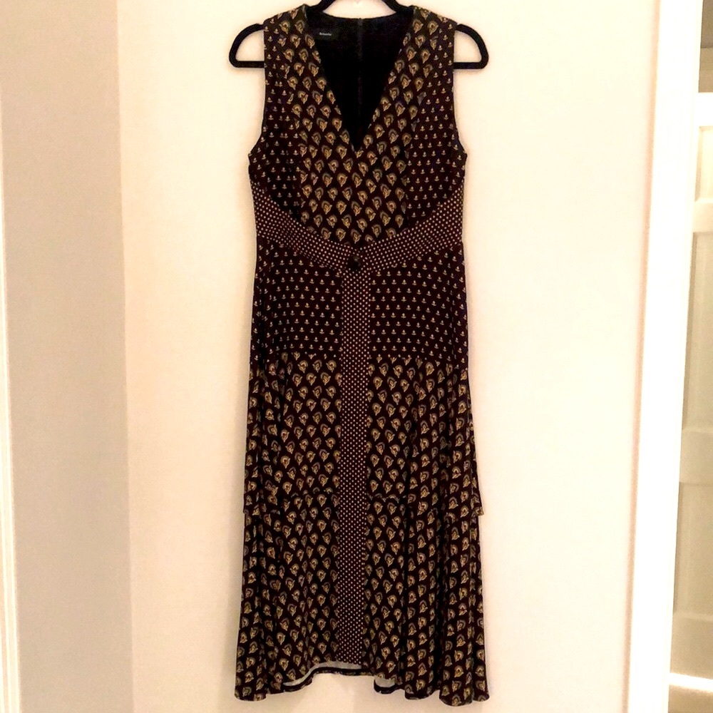 Proenza Schouler Gold and Black Sleeveless Midi Dress